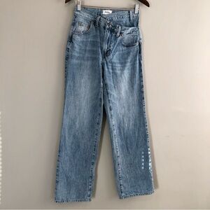 Pistola Faded High Rise Waist Wide Leg Fit Comfy Denim Jeans Pants Bottoms Blue